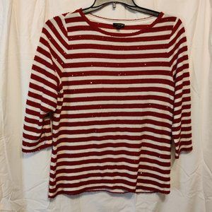 COPY - CUTE red and cream striped Talbots shirt womens size large petite